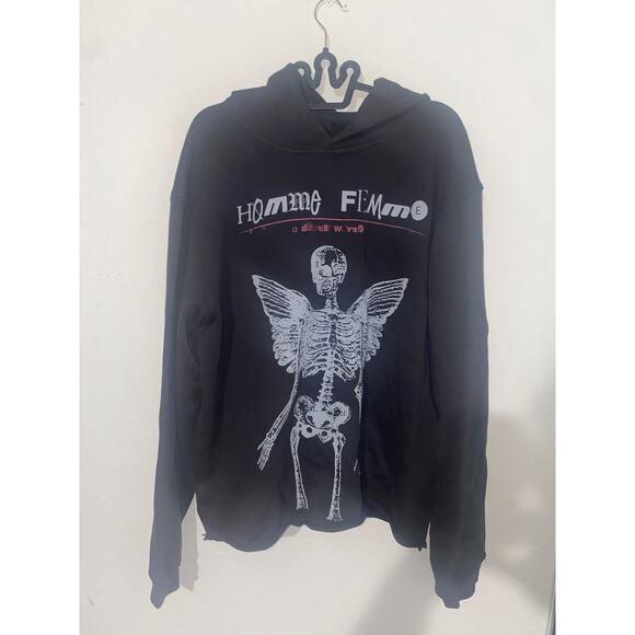 Homme Femme Other - Homme + Femme Skeleton Circle of Life Black Hoodie French Terry
